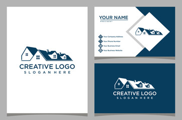 home design logo template with business card design