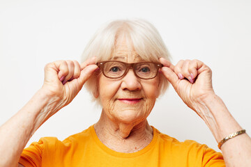 elderly woman health lifestyle eyeglasses treatment close-up