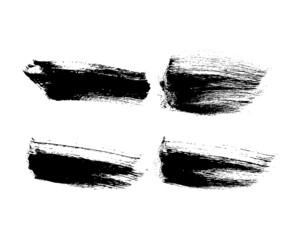 Set of black hand drawn brush strokes