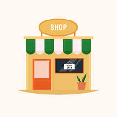 shop with the sign we are open