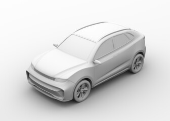 Clay model rendering of generic Electric SUV sports coupe. 3D rendering image.