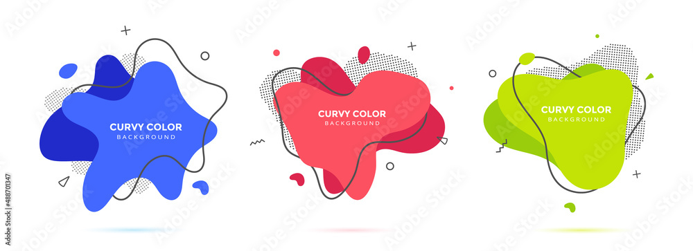 Poster modern liquid irregular amoeba blob shape abstract elements graphic flat style design fluid vector i