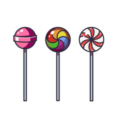 Set of lollipops in flat design. Sweets on an isolated white background. Vector stock illustration