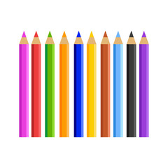 Set of colored pencils in flat design. Vector stock illustration