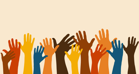 Group hands on top of each other of diverse multi-ethnic and multicultural people.Diversity people.Diverse culture.Racial equality.Concept of teamwork community and cooperation.Oneness