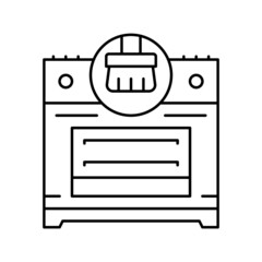 range cooker cleaning line icon vector illustration