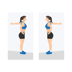 Fototapeta na wymiar Woman Chest stretch exercise. Flat vector illustration isolated on white background