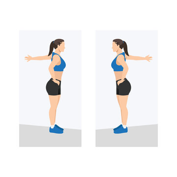 Woman Chest stretch exercise. Flat vector illustration isolated on white background