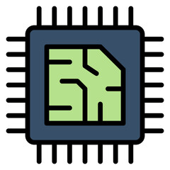 Processor computer filled line color icon. Can be used for digital product, presentation, print design and more.