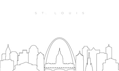 Outline St.Louis skyline. Trendy template with St.Louis city buildings and landmarks in line style. Stock vector design. - obrazy, fototapety, plakaty