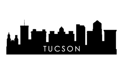 Fototapeta premium Tucson skyline silhouette. Black Tucson city design isolated on white background.