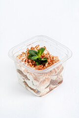 tiramisu in the plastic container