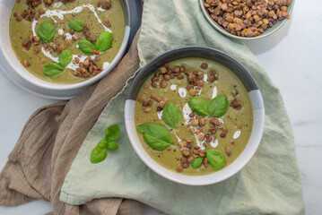 healthy organic home made lentil spinach soup