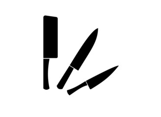 vector silhouettes of various frequently used knives