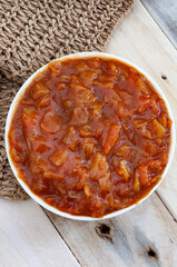 South African vegetable relish or side dish called Chakalaka, originating from townships