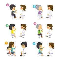 病院　診察　三頭身　イラスト