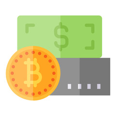 Payment method Bitcoin flat icon. Can be used for digital product, presentation, print design and more.