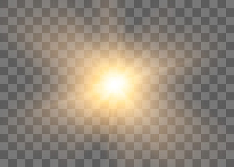 Vector spotlight. Light effect.Horizontal stellar rays and searchlight.