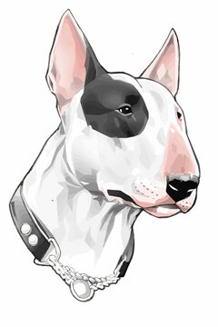 Dog Drawing Vector on white background, Assorted Dog Face and Style Outline, Vintage Sketch Line Art, Pastel Watercolor.
