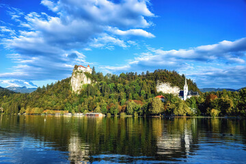 Fototapeta na wymiar Bled Castle with Lake Bled, Slovenia