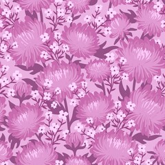 Fototapeta na wymiar SEAMLESS VECTOR BACKGROUND WITH DELICATE LILAC PEONIES AND WHITE GYPSOPHILA