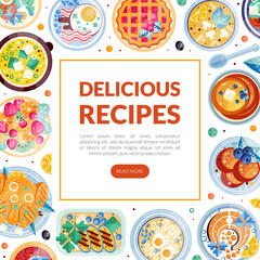 Served Dish and Food Square Web Banner Vector Template