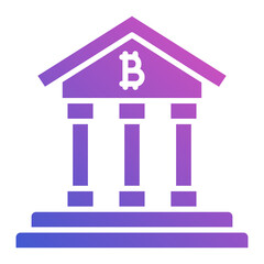 Bank bitcoin flat gradient icon. Can be used for digital product, presentation, print design and more.