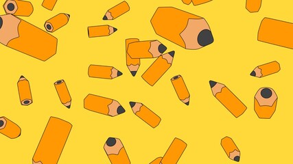 Toon style pencils on yellow background.
3D illustration.
