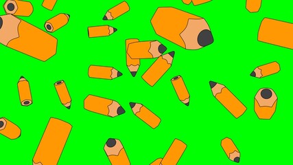 Toon style pencils on green chroma key.
3D illustration.
