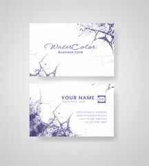 Abstract splashed watercolor business card