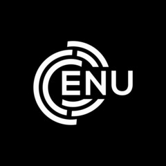 ENU letter logo design on black background. ENU creative initials letter logo concept. ENU letter design.