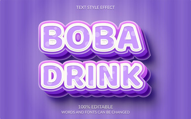 Editable Text Effect,  Boba Drink Text Style