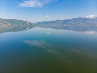 Aerial view river mountain colorful sky cloud