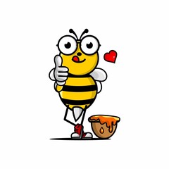 cute honey bee cartoon illustration vector