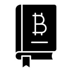 Bitcoin book glyph icon. Can be used for digital product, presentation, print design and more.