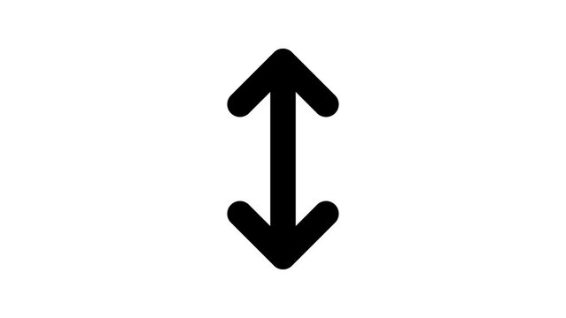 Animation of two head arrow icon, arrow animation on white transparent background with alpha channel.