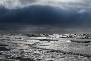 Baltic sea in cold windy day.
