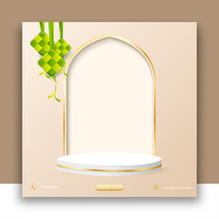 3d ramadan kareem background with podium
