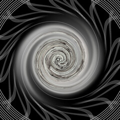 Abstract black and white illustration. Whirlwind, cyclone.