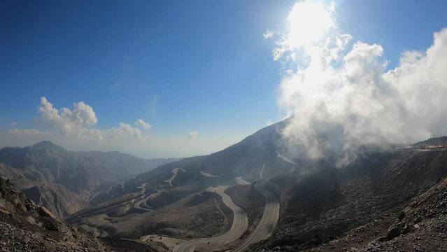 4k: Timelapse of the Cloud formation at the UAE's highest peak Jebel Jais in Ras Al Khaimah, United Arab Emirates.