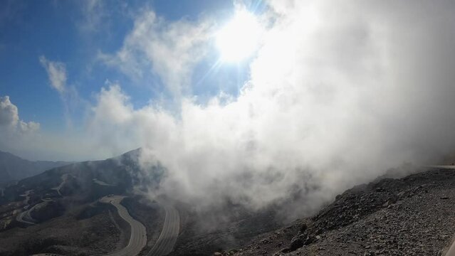 4k: Timelapse of the Cloud formation at the UAE's highest peak Jebel Jais in Ras Al Khaimah, United Arab Emirates.