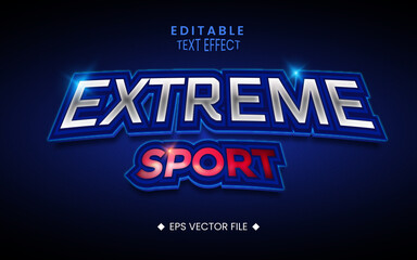 Extreme sport 3d editable text effect. Modern style with blue, silver and red.