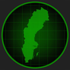Template vector map outline Sweden on radar