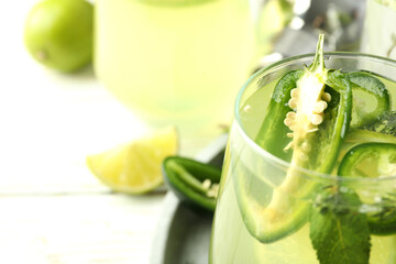 Concept of drink with jalapeno cocktail, space for text