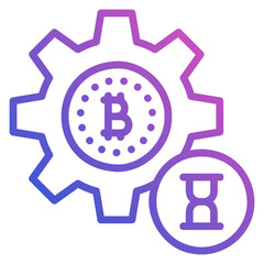 Maintenance bitcoin gear line gradient icon. Can be used for digital product, presentation, print design and more.