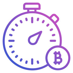 Deadline time bitcoin with hourglass line gradient icon. Can be used for digital product, presentation, print design and more.