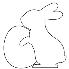 卵を抱える兎のイラスト　線のみ
