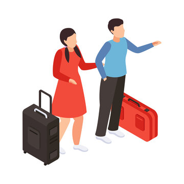 Traveling Couple Isometric Composition