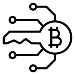 Digital key secure bitcoin line icon. Can be used for digital product, presentation, print design and more.