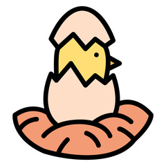 Chicks Hatch filled line color icon. Can be used for digital product, presentation, print design and more.
